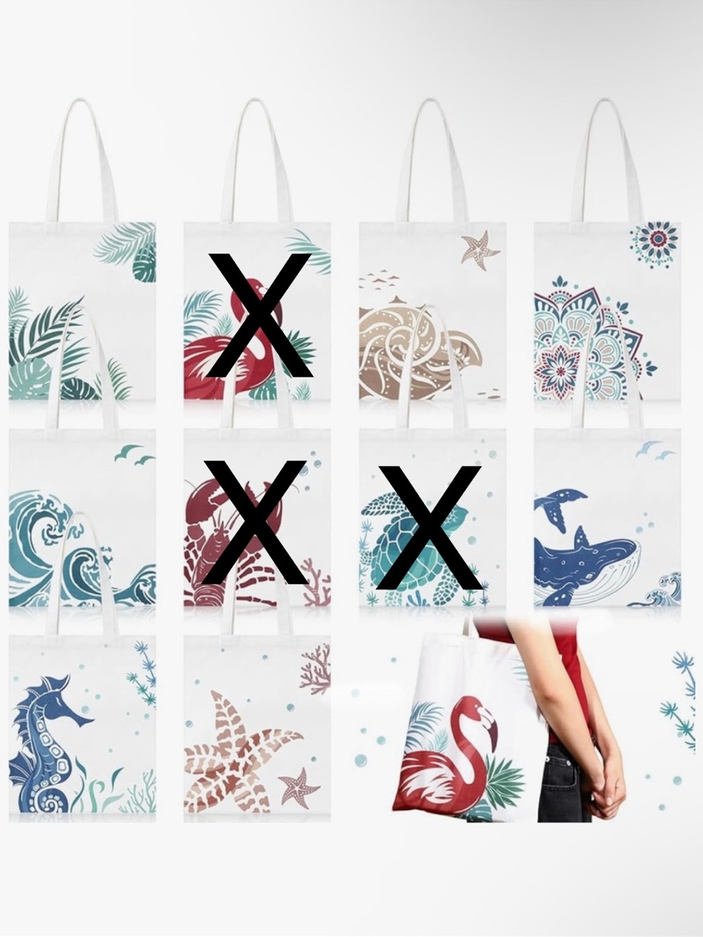 Beach Theme Canvas Tote Bag & Matching Cosmetic Case - Pick 1